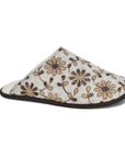 Floral Wool Felt Slippers with Natural Wool Lining