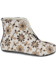 Natural Felt Wool Slippers with Floral Pattern
