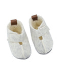 Kids White Wool and Felt Slippers
