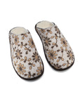 Floral Wool Felt Slippers with Natural Wool Lining