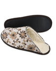 Floral Wool Felt Slippers with Natural Wool Lining