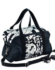 Black Travel Bag with White Lion Motif
