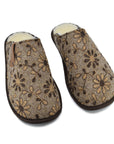 Jugu Slippers with Natural Felt and Wool - Floral Pattern v2