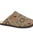 Floral Felt Slippers with Wool Lining