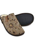 Jugu Slippers with Natural Felt and Wool - Floral Pattern v2