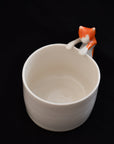 Orange Cat Cup with Resting Feline Handle