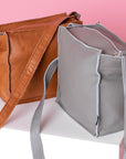 Light Grey Leather Shoulder Bag