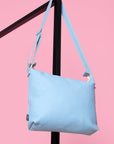 Large Light Blue Leather Shoulder Bag