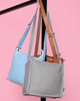 Light Grey Leather Shoulder Bag