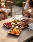 Olive Wood Puzzle Serving Set 4pc | Interlocking Jigsaw Charcuterie Board Tray