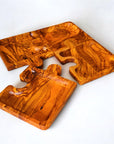 Olive Wood Puzzle Serving Set 4pc | Interlocking Jigsaw Charcuterie Board Tray