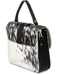 NEW Ivory Calf Hair Leather Top Handle Bag