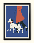 Luxury Dalmatian retro dog print, premium framed wall art, stylish nostalgic decor, best-selling UK-made A5 to A0 sizes by Little Egret Design at brixbailey.com