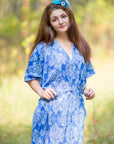 Dark Blue The Drop-Waist Style Caftan in Damask Pattern-0