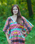 Coral Breezy Bohemian Style Caftan in Diamond Aztec Pattern-0