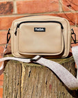 Crossbody Dog Walking Bag - Vegan Leather Tan