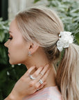 Silk Hair Scrunchie in Pearl White