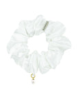 Silk Hair Scrunchie in Pearl White