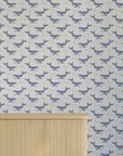 Whale Wallpaper in Soft Blue