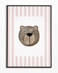 Bear Print - Dusky Pink Stripes