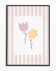 Flowers Print - Dusky Pink Stripes