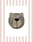 Bear Print - Dusky Pink Stripes