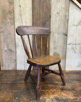 Antique Child’s Chair with Oak Seat – Nursery Book Display Plant Stand Chair A