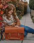 Handmade Leather Satchel - Burnt Orange
