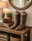 WWII Military Brown Leather Flying Army Boots with Boot Trees Jack Boots