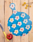 Chopping Board Ocean Blue Retro Floral - Enamelhappy