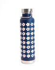 650ml Copper Insulated Retro Floral Print Water Bottle Lime Green / Navy - Enamelhappy