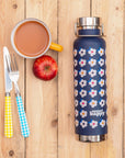 650ml Copper Insulated Retro Floral Print Water Bottle Lime Green / Navy - Enamelhappy