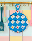 Chopping Board Ocean Blue Retro Floral - Enamelhappy