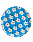 Gorgeous Round Tray Retro Floral Ocean Blue - Enamelhappy