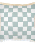 Cushion Cover-Coastal Fringe-Check Seafoam-60cm x 60cm-0