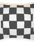 Cushion Cover-Coastal Fringe-Check Charcoal-45cm x 45cm-0