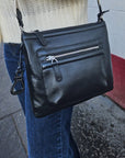 Ellen Leather 3-Section Zip-Top Crossbody bag - Handmade by Saddler