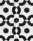 FAIZA black and white porcelain floor and wall tiles, luxury modern Moroccan pattern, premium anti-slip outdoor and indoor tiles by Maria Starling Design at brixbailey.com