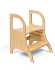 Adjustable Height Wooden Step Stool in Natural Finish