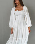 Evangeline Tiered Linen Midi Dress-2