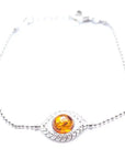 Decorative Amber & Silver Ball Bracelet