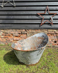 Vintage Galvanised Metal Bath Tub Garden Planter Vintage Rustic Display