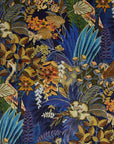 Floral midnight velvet, drum lampshade /ceiling shade with a white lining
