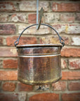 Antique Copper Cauldron Pot with Riveted Iron Handle & Dovetail Planter Pot B