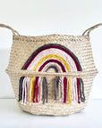 Maroon tassel rainbow basket - Extra Large