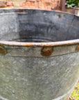 Vintage Galvanised Metal Round Garden Planter Tub Rustic Outdoor Pot