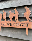 Metal Lest We Forget Garden Ornament - Soldier Scene Garden Decoration