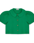 Frances Linen Cropped Blouse - Jade - size M on pre-order for the end of September delivery