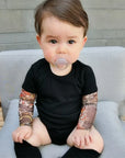 Long Sleeve Tattoo Print Romper for Baby Boys - Edgy Cotton Bodysuit 9M-12M by Baby Lamby at brixbailey.com
