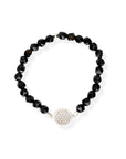 Flower of Life Silver Bracelet with Onyx